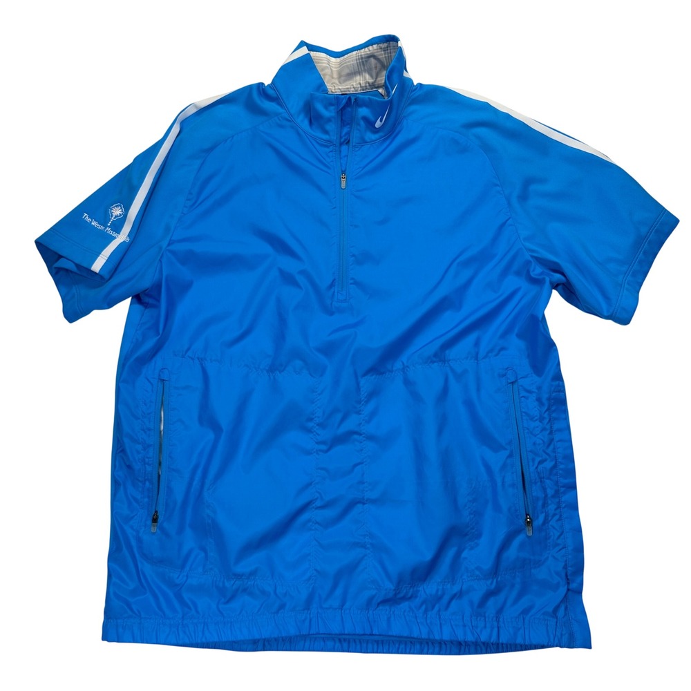 Nike Golf Windshirt Mens M Blue White Short Sleeve 1/4 Zip Westin Mission Hills